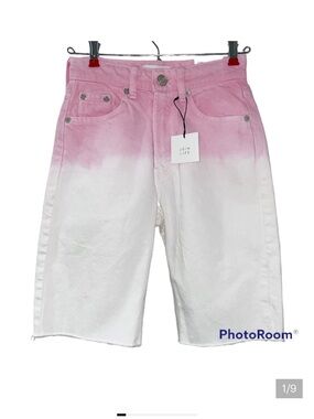 NWT Zara Pink White Ombré Dyed Denim Bermuda Shorts - Size 00